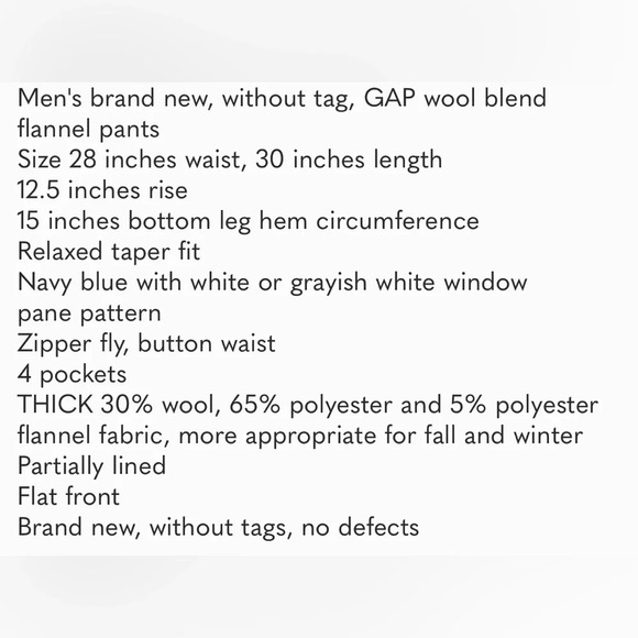 Gap Relaxed Taper Wool Blend Dress pants Men's Plaid New - Picture 10 of 10